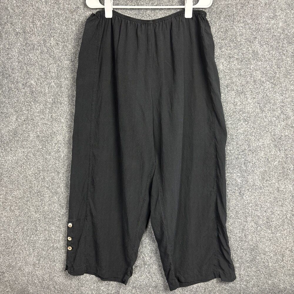 Citron Santa Monica silk Pants Womens Size 1X Black  Artsy Lagenlook Goth